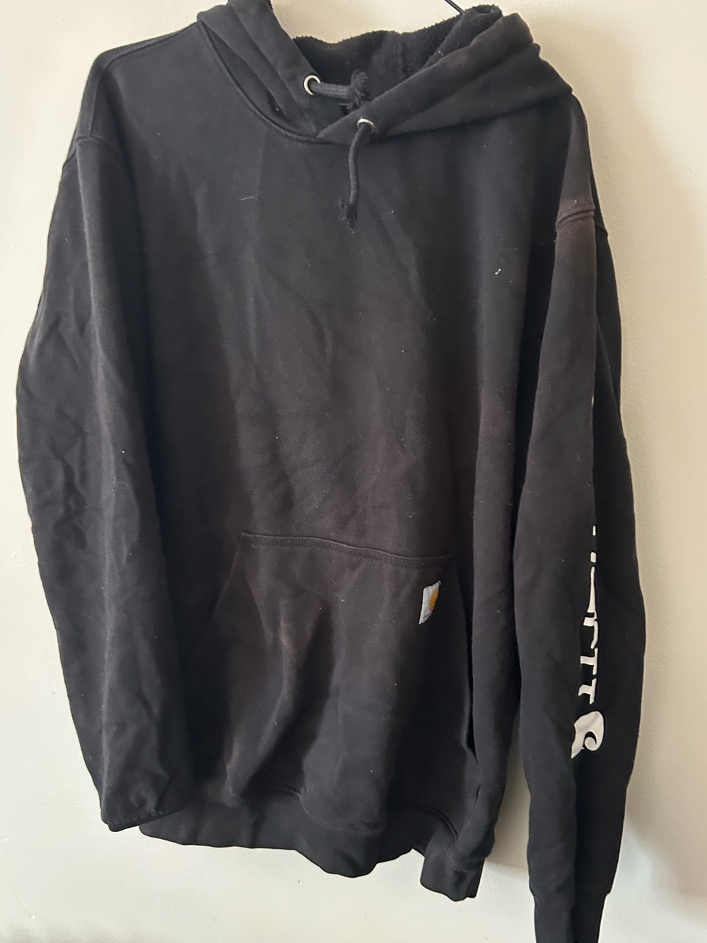 Carhartt Black Pullover Hoodie with Sleeve Logo